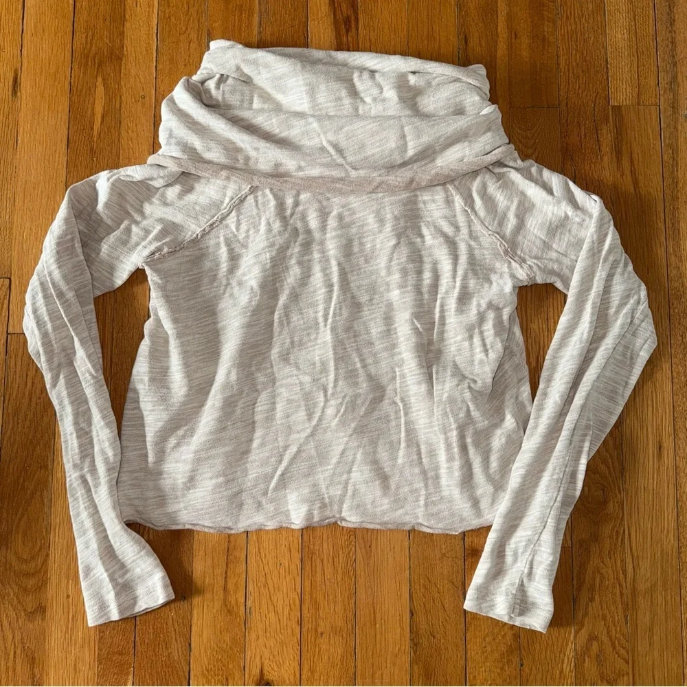 FP BEACH by Free People Oatmeal Army Cocoon Cowl Neck Sweater Pullover One Size‎
